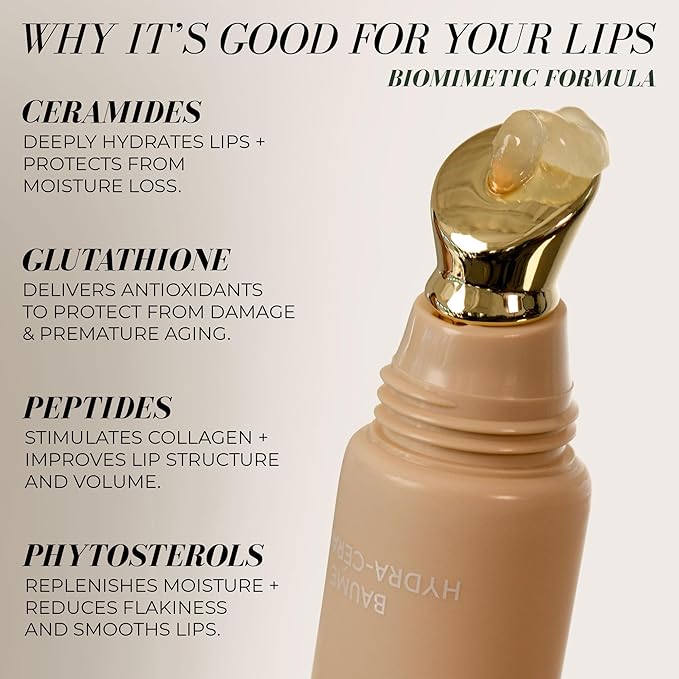Fitglow Beauty Ceramide Hydra-Balm Lip Gloss | Hydrating Lip Serum with Peptides & Glutathione | Plumping & Anti-Aging Lip Skincare | Dry & Chapped Lip Repair | Vegan & Cruelty-Free | 12g - Bubbles-VivaGrace Women