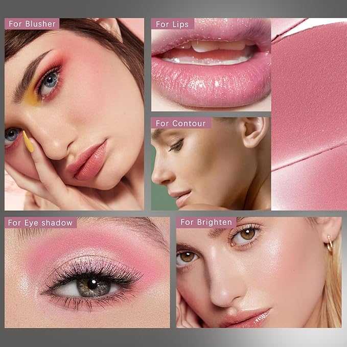 3 Pcs Cream Blush Contour Highlighter Stick for Cheeks Eyes Lips Lightweight Dewy Finish Blush Stick Waterproof Long Lasting Contour Stick Trio Wand Face Makeup Set for Girls and Women (2+5+6)-VivaGrace Women