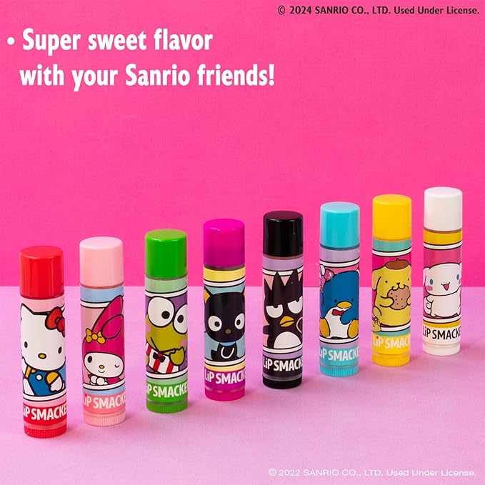 Lip Smacker Sanrio Hello Kitty and Friends 8-Piece Flavored Lip Balm, Clear, For Kids, My Melody, Little Twin Stars, and Chococat-VivaGrace Women