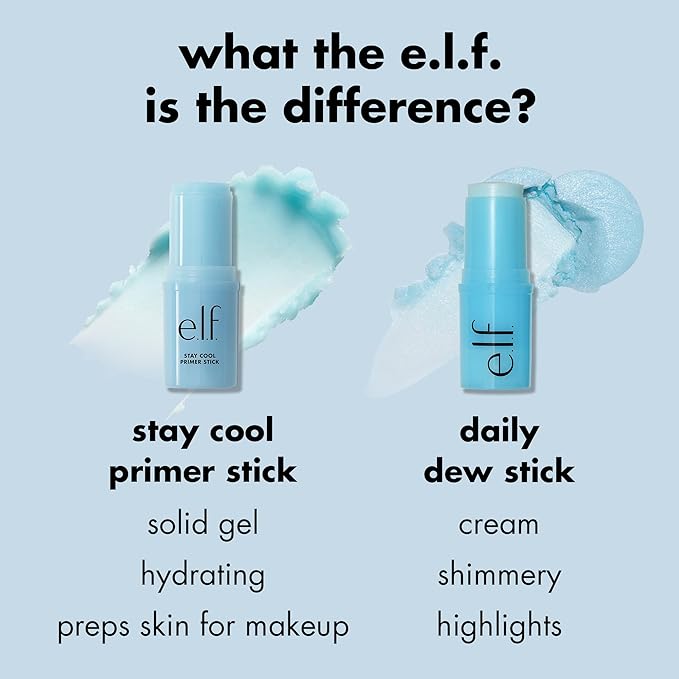 e.l.f. Stay Cool Primer Stick, Hydrating Gel Primer Preps Skin For Makeup, Imparts A Cooling Feel, Infused With Aloe Water, Vegan & Cruelty-Free-VivaGrace Women