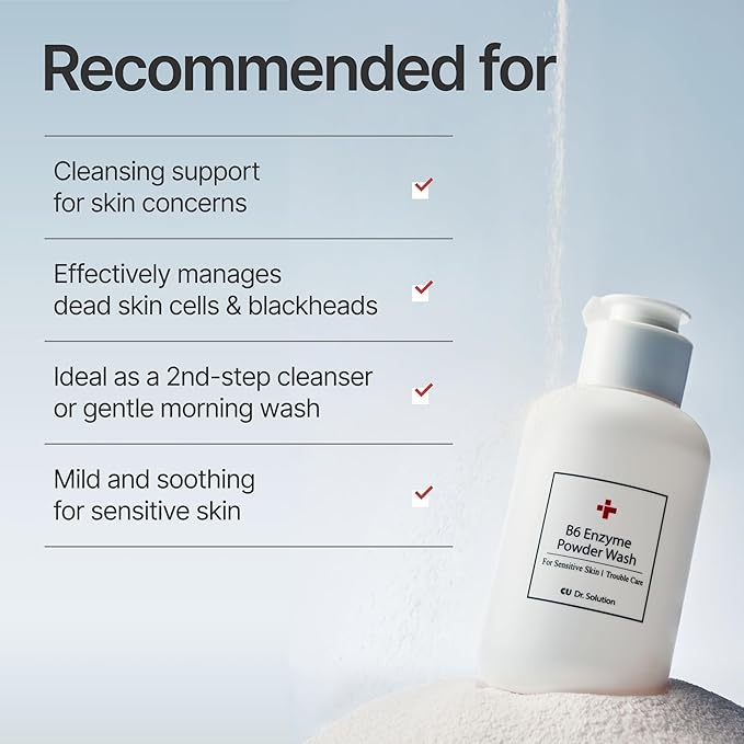 B6 Enzyme Powder Face Cleanser, Korean Skin Care Exfoliating Face Wash with PHA and Papain Enzyme, Face Exfoliator with Calamine and Vitamin B6, Gentle Cleanser, 55g (1.94 Oz)-VivaGrace Women