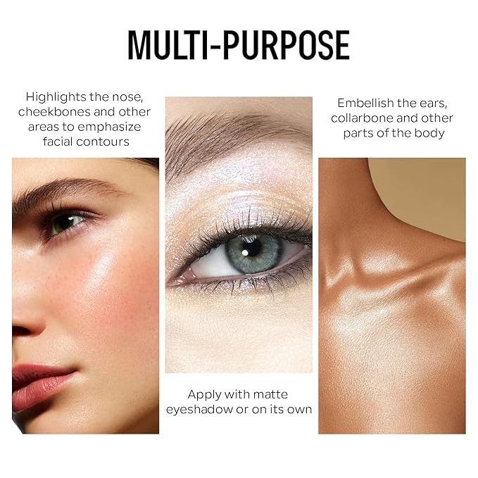 KYDA Liquid Highlighter, High Glossy Face Illuminator, Radiant Glow Liquid Filter, Silky Creamy Face Enhancing Makeup, Buildable Formula-Rose Gold-VivaGrace Women