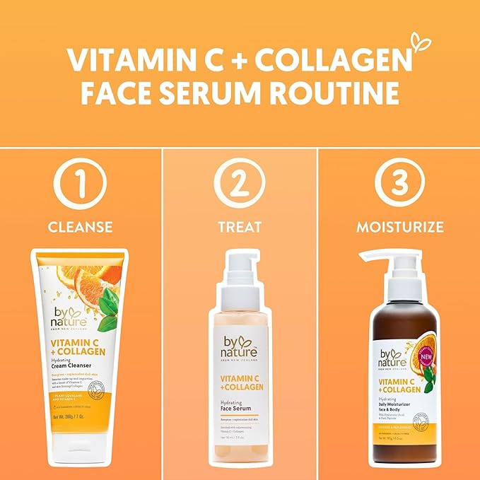 By Nature Vitamin C + Collagen Face Serum - Restore and Energize Tired Skin with Brightening Vitamin C, Plumping Collagen, Plus Texture Enhancing Turmeric - Premium Skin Care Serum for Face - 3fl. oz.-VivaGrace Women