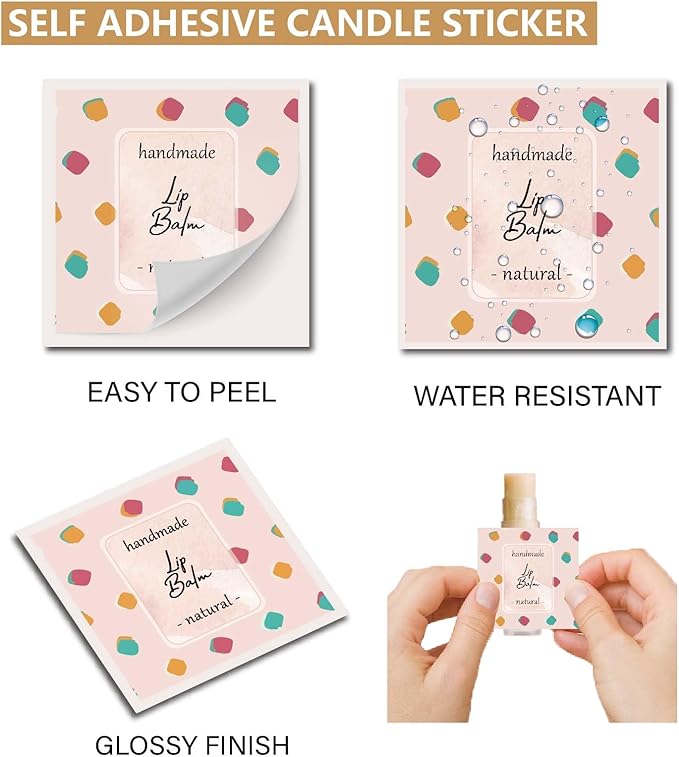 CRASPIRE 80Pcs 8 Styles Lip Balm Sticker Flower Background Self-Adhesive Homemade Lip Balm Labels Vintage Square DIY Heart Label Stickers for Lip Balm Containers Cosmetics Lipsticks-VivaGrace Women