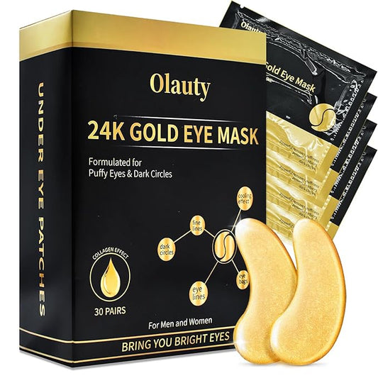 Under Eye Patches for Puffy Eyes (30 Pairs),Golden Under Eye Mask for Dark Circles and Puffiness,Gel Crystal Collagen Skin Care Products Eye Patches Effectively Moisturizing Nourishes,Travel Eye Mask-VivaGrace Women