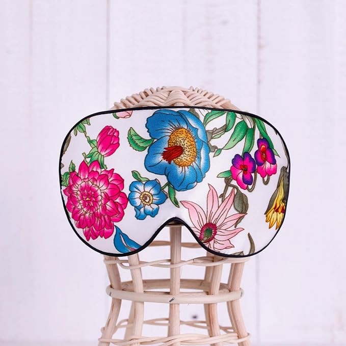 100% Pure Silk Eye Mask Sleep Eye Mask Eye Cover Eyeshade Sleeping Eye Mask Printed Colors (#10)-VivaGrace Women