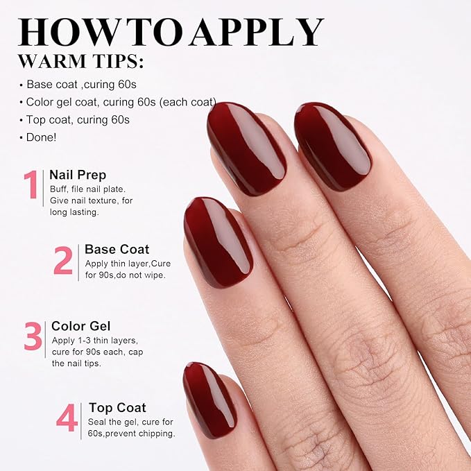Imtiti Dark Red Gel Nail Polish, 1 Pcs 15ml Maroon Red Color Autumn Winter Gel Polish UV LED Soak Off Nail Art Manicure Salon DIY at Home Gift for Women Girl