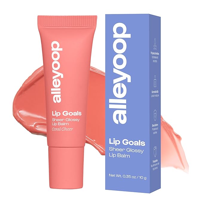 Alleyoop Lip Goals Glossy Lip Balm – Hydrating Tinted Lip-Moisturizer for Women - Vegan LipBalm for Cracked Lips, Moisturizing LipGloss Balm - Lips Treatment & Hydration Care, (Sheer Coral Pink)-VivaGrace Women