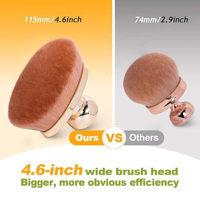 Extra Large Body Makeup Brush for Self Tanner – 115mm Wide Rose Gold Kabuki Body Brush for Bronzer Blend & Blur, Vegan Fiber Self Tanning Brush for Legs & Body with Drawstring Bag by Yoseng-VivaGrace Women