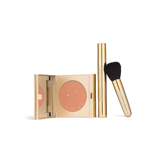 Jerome Alexander MagicMinerals Pressed Mineral Powder Set with Mirror Compact, Extending Lash Mascara, Professional Stubby Brush & Blending Sponge (Medium Dark)-VivaGrace Women