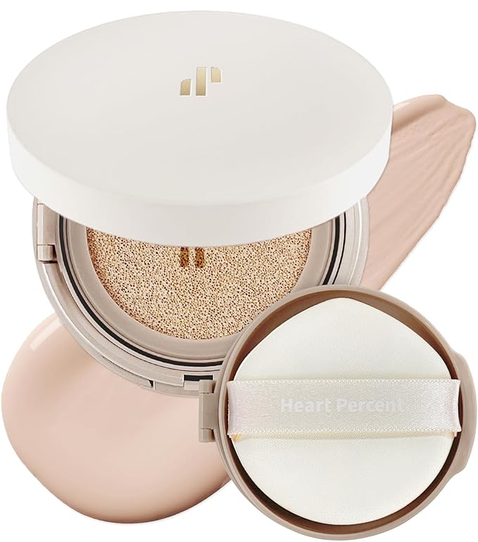 Heart Percent Dote on Mood Layer Cushion SPF 50+/PA+++ with Refill, Satin Glow Silky Flawless Finish Full Coverage Advanced Skincare Foundation (#21P)-VivaGrace Women
