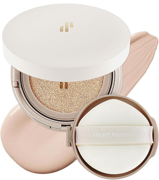 Heart Percent Dote on Mood Layer Cushion SPF 50+/PA+++ with Refill, Satin Glow Silky Flawless Finish Full Coverage Advanced Skincare Foundation (#21P)-VivaGrace Women