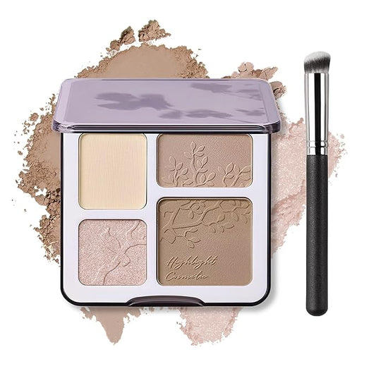 Contour Powder Highlighter Powder Contour Palette,2 In 1 Highlighter Contour Palette,Shimmer Powder Highlighter Matte Powder Contour Palette,Face Contorno Maquillaje-Warm Brown-VivaGrace Women