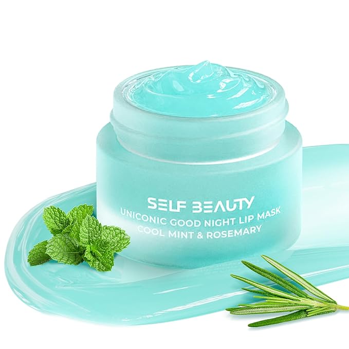 SelfBeauty Lip Mask - Cool Mint Rosemary, Vegan Lip Balm, Daily Lip Moisturizer, Overnight Hydrating Lip Treatment with Cool Mint, Lip Scrub Exfoliator Intensive Lip Repair, 0.51fl.oz-VivaGrace Women