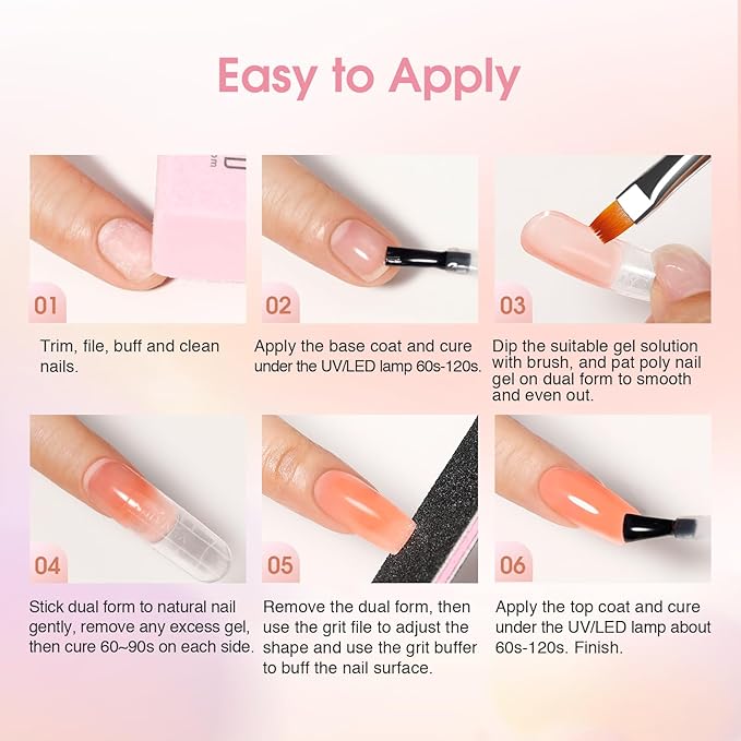 ROSALIND Poly Nail Gel Kit -14 Colors +72 Nail Art Accessories kit Nude Pink Poly Nails Gel Kit Starter Kit with Mini UV Lamp Slip Solution Basic Poly Nail Art Tools for Beginners with Everything-VivaGrace Women