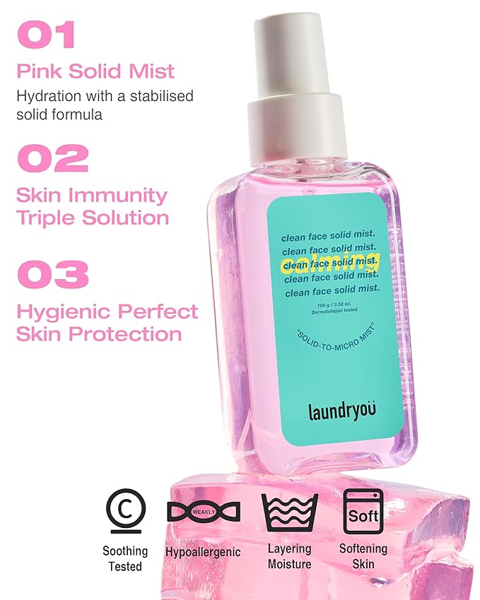 Clean Face Solid Mist - Calming, Hydrating, and Moisturizing Gel-To-Mist Dermatologist Tested Hypoallergenic Facial Spray for Redness Relief and Soothing Irritated Skin - (3.38 fl. oz.)-VivaGrace Women