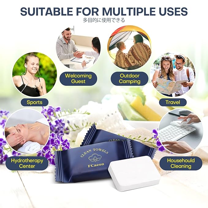 Disposable Towel, Thicken Compressed Towel Large, Soft Facial Washcloth Reusable Portable Cotton Tissue for Travel,Camping,Hiking,Hotel,Beauty Salon,Outdoor Activities(Dark Blue 50PCS)