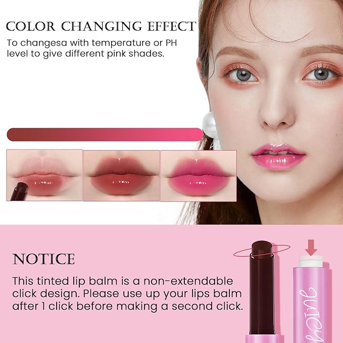 DAGEDA Tinted Lip Balm, Moisturizing Magic Color Changing Lipstick, Soothing Hydrating Lip Balm Tinted, Glossy Lip Plump Gloss Butter Balm, Lightweight, Non-Greasy, 02-VivaGrace Women