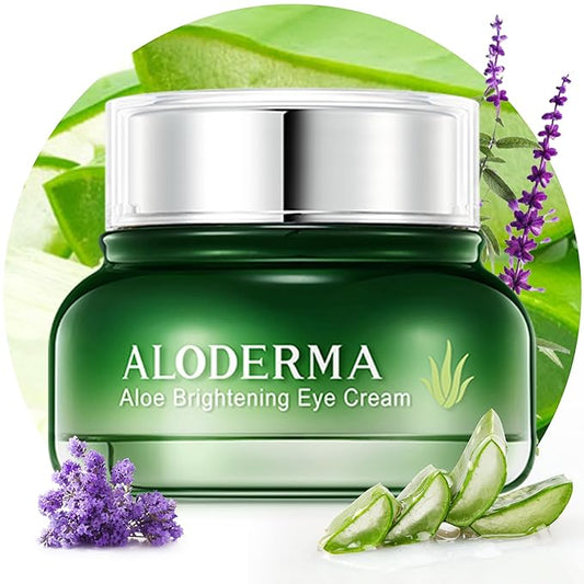 Aloderma Brightening Eye Cream with Organic Aloe Vera - Hydrating Daily Eye Cream for Dark Circles & Puffiness with Caffeine & Sage Oil - Day & Night Eye Cream for Puffy Eyes & Fine Lines, 25g/0.9oz-VivaGrace Women