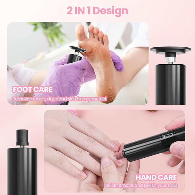 Electric Callus Remover for Feet, Rechargeable Professional Electronic Foot File Nail Grinder,9 Adjustable Speed Foot Sander Scrubber Pedicure Tool for Dry Dead Skin with Sandpaper Discs (Black)-VivaGrace Women