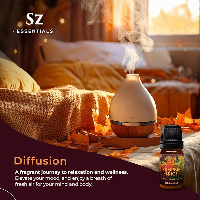 Pumpkin Spice Essential Oil Blend for Diffuser and Humidifier - 100% Pure and Natural - Rich Pumpkin Spice Scent, with Fruity and Spicy Overtones - Vegan - 0.17 floz (5 mL)-VivaGrace Women