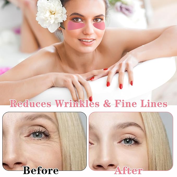 Under Eye Patches, 4 Pairs Reusable Under Eye Patches, Eye Patches for Puffy Eyes, with Metal Eye Cream Applicator, Eye Mask Silicone Eye Patches for Lifting Effect & Minimize Fine Lines & Wrinkles-VivaGrace Women
