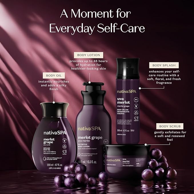 Nativa SPA by O Boticário Merlot Grape Body Scrub, Exfoliation for Smooth, Glowing Skin 7.05 Ounce (200 g)-VivaGrace Women