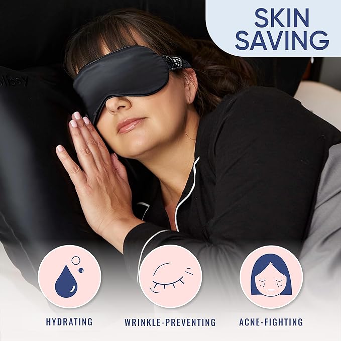 Blissy Silk Pillowcase - 100% Pure Mulberry Silk - 22 Momme 6A High-Grade Fibers - Silk Pillow Cover for Hair & Skin - Regular, Queen & King (Black, Standard)-VivaGrace Women