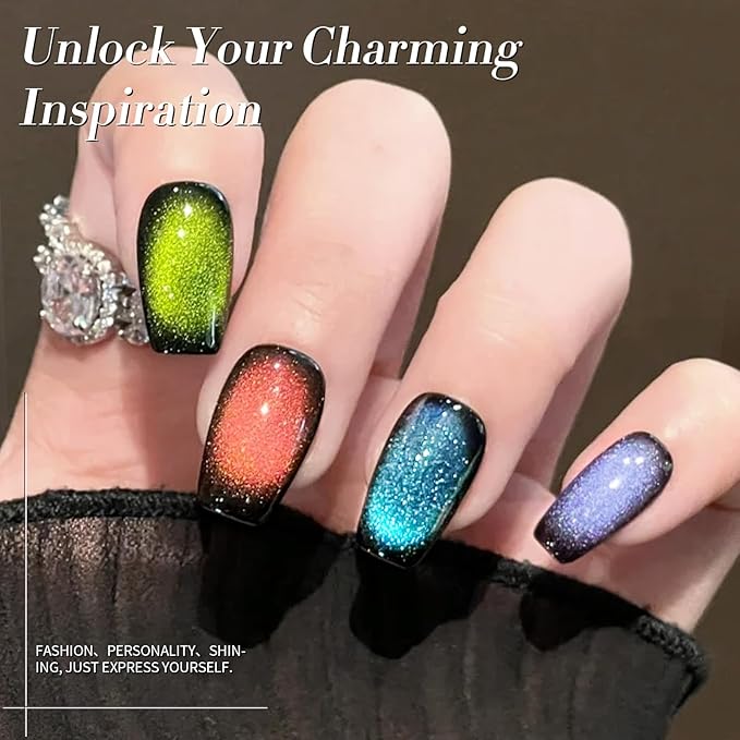 Born Pretty Magnetic Gel Nail Polish,Glitter Magnetic Gel Polish Shimmer Auroras Magnetic Gel Nail Art Manicure Kit 6PCS-VivaGrace Women