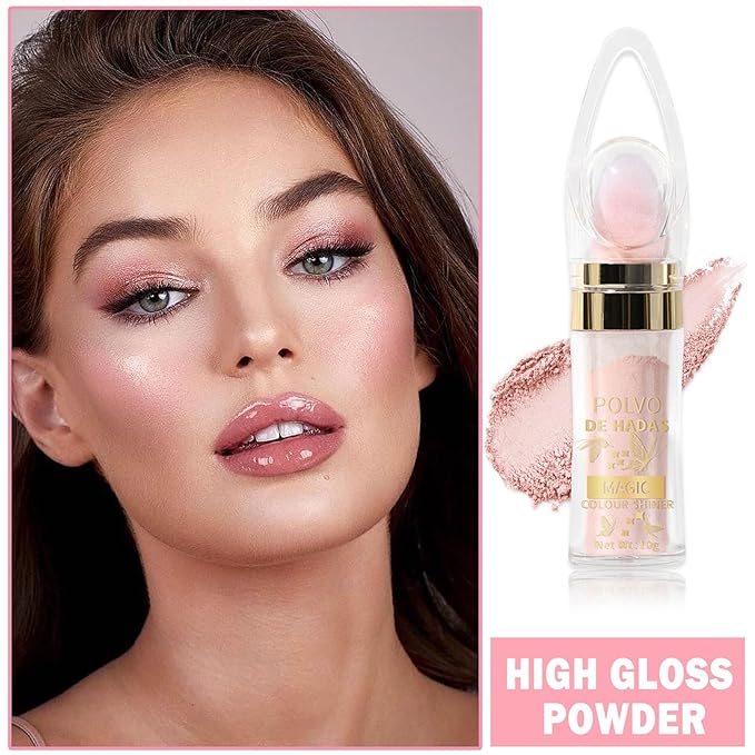 Polvo De Hadas Highlighter Glitter Stick Body Glitter Shimmer Face Brightening Highlighter Contour Powder Makeup Stick Face Blusher Fairy Glitter Highlighter Makeup - 02#Fairy Pink-VivaGrace Women