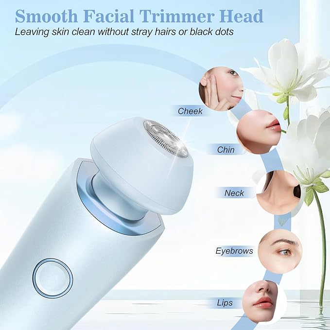 Livora Electric Shaver for Women, 2 in 1 Wet & Dry Bikini Trimmer with 2 Removable Heads, The Glide Pro 3.0 Razor, Painless Hair Removal for Bikini, Legs, Underarms, Body (Blue)-VivaGrace Women