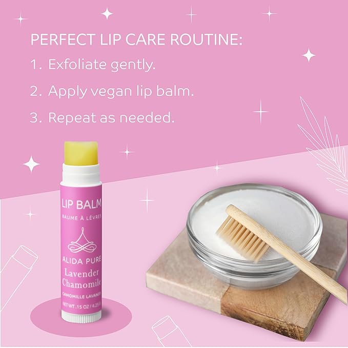 Lavender Chamomile Lip Balm Collection, Vegan Set, Beeswax Free, with Organic Jojoba and Avocado Oil, Vitamin E, Natural Moisturizer for Dry, Chapped Lips, 3 Tube Set-VivaGrace Women