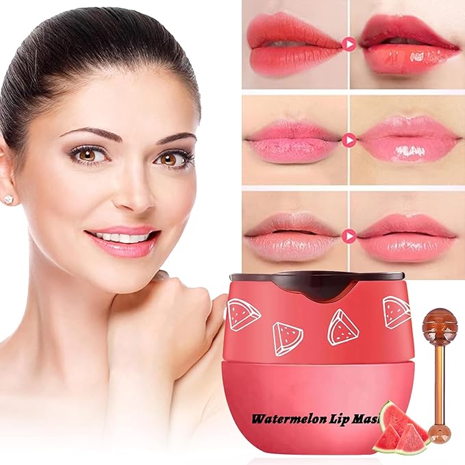 Bee Lip Balm Honey Pot, Strawberry & Honey Moisturizing Propolis Lip Mask, Hydrating & Prevention Dry and Cracked Lip Scrubs Exfoliator, Reduces Lip Lines (Red)-VivaGrace Women