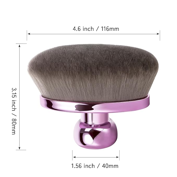 Extra Large Body Makeup Brush For Self Tanner, Leg Makeup &Bronzer Blend,116mm Oval-headed Kabuki Brush Provides More Even &Pretty Application, Sunscreen Face& Back Makeup Brush, Wet&Dry Use- Purple-VivaGrace Women