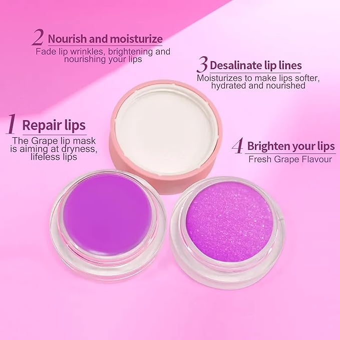 kukubird Exfoliating Lip Scrub Lip Care Treatment For Chapped and Cracked Lips-Grape-VivaGrace Women