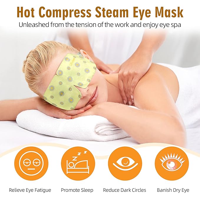 Serfeymi 22 Packs Steam Eye Masks Self Heating Warm Eye Mask, Disposable Eye SPA Heated Eye Mask for Sleeping, Relieve Eye Fatigue, Gifts Mother's Day -Unscented(11PCS)+ Chamomile(11PCS)-VivaGrace Women