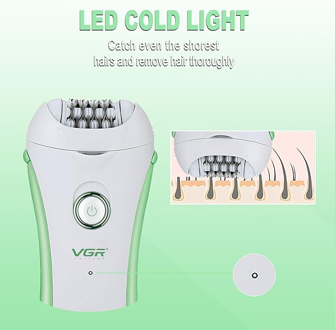 Epilators Hair Removal for Women, Glabrouse Skin Facial Hair Removal, Facial Hair Epilator with Eyebrow Trimmer for Women Face Sensitive Skin for Bikini, Face, Arm, Legs, Armpits, Green-VivaGrace Women