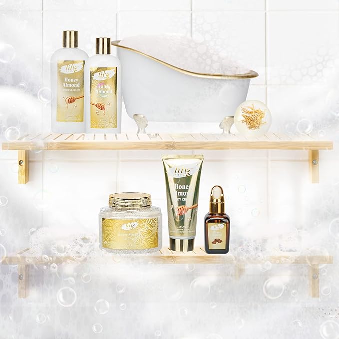 Mothers Day Gifts for Mom - 7-Piece Honey Almond Spa Gift Set for Women, Bath & Body Gift Set, Bath Collection with Bath Bomb & More | Christmas, Birthday Gifts for Her, All Occasion Holiday Present-VivaGrace Women