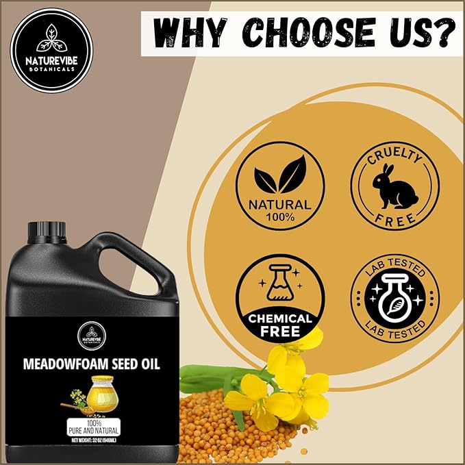 Naturevibe Botanicals Meadowfoam Oil 32 Ounces | 100% Pure and Natural | Great for Skin Care and Hair Care-VivaGrace Women
