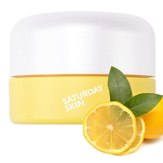 Saturday Skin Yuzu Eye Balm Vitamin C Wide lluminating Under Tight Eye Cream Korean Niacinamide Caffeine for Wrinkles Puffy Eyes Dark Circles Moisturizing Hydrates Anti Aging for Women (15ml)-VivaGrace Women