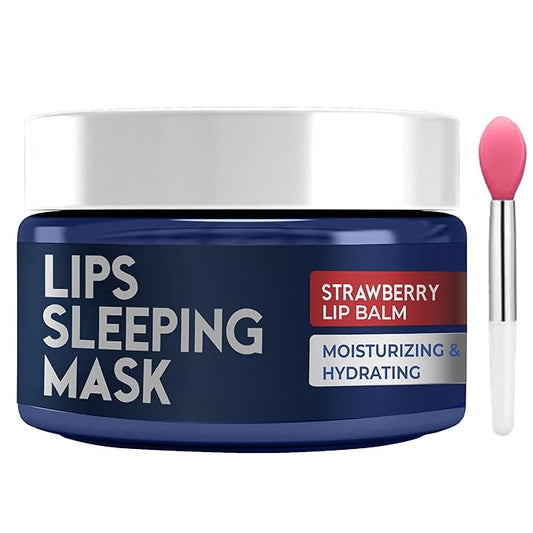 Lip Mask Overnight with Hyaluronic Acid & Collagen, Lip Sleeping Mask for Dry Cracked Lips, Moisturizing, Hydrating, Exfoliating Night Treatment for Lip Care (Strawberry)-VivaGrace Women