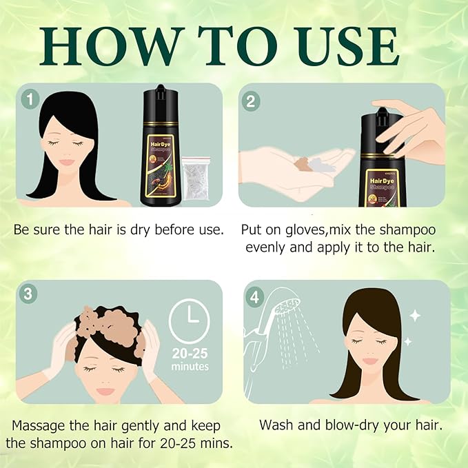 Instant Brown Hair Dye Color Shampoo 3 in 1 for Gray Hair Coverage - Herbal, Easy to Use, Long Lasting for Women & Men, 500Ml (Dark Brown)-VivaGrace Women