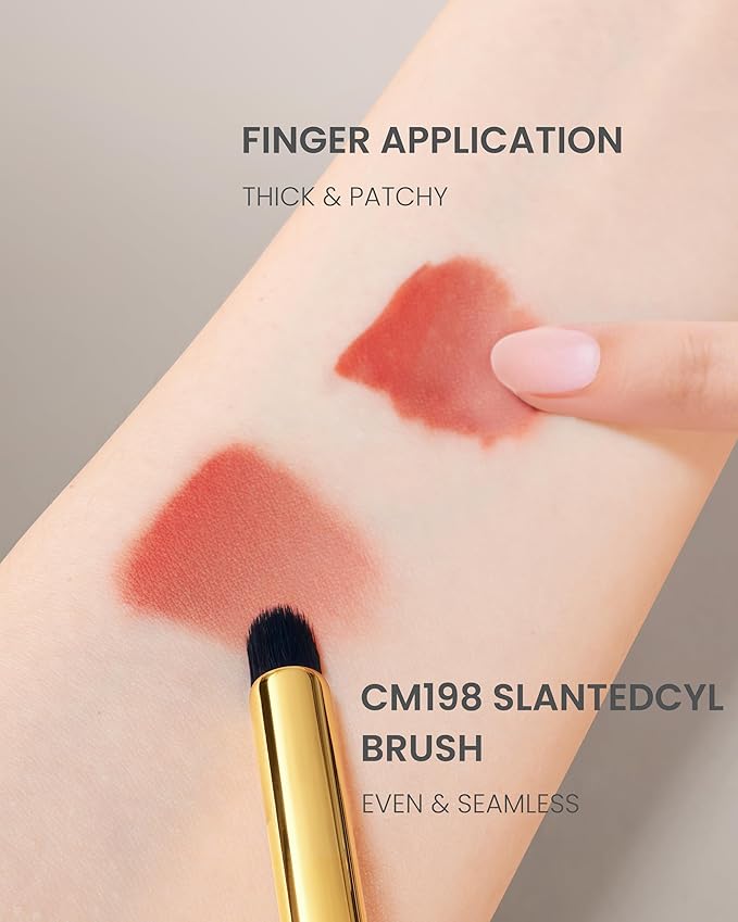 Desert Oak Series VelvetSlant Lip Artist - 45° Slanted Lip Brush for Gradient & Feathered Lips, Ultra-Soft Vegan Nylon, Bubinga Wood Handle (CM 198)-VivaGrace Women