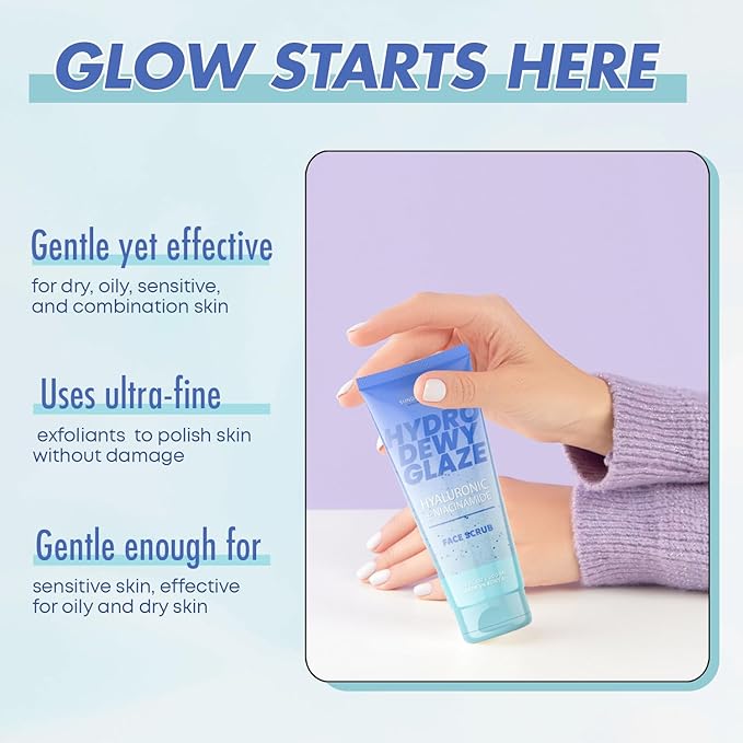 Hyaluronic Acid Facial Scrub - Dermatologist Tested, Anti-Aging, Korean Skin Care, Hydrates & Plumps Dry Skin, Improves Texture & Firmness - Gentle, Vegan, 95% Natural - 1 Pack-VivaGrace Women