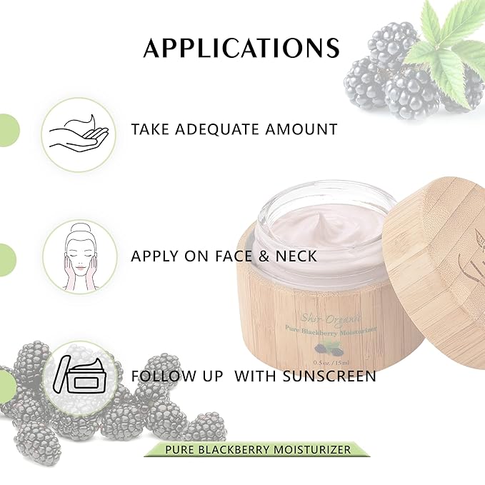 Shir-Organic Pure Blackberry Moisturizer Helps Fight Against Free Radicals Smooth Even Texture Regenerates the Skin for Normal to Dry & Sensitive Skin Type(50ml)