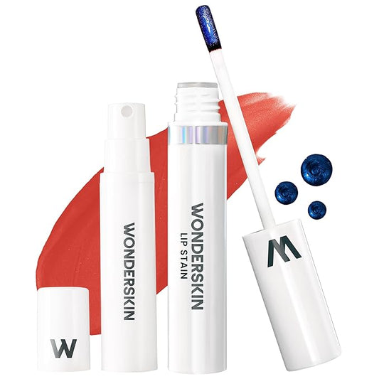 Wonderskin Wonder Blading Lip Stain Peel Off and Reveal Kit - Long Lasting, Waterproof Pink Lip Tint, Transfer Proof Natural Lip Stain Kit (Glamorous)-VivaGrace Women