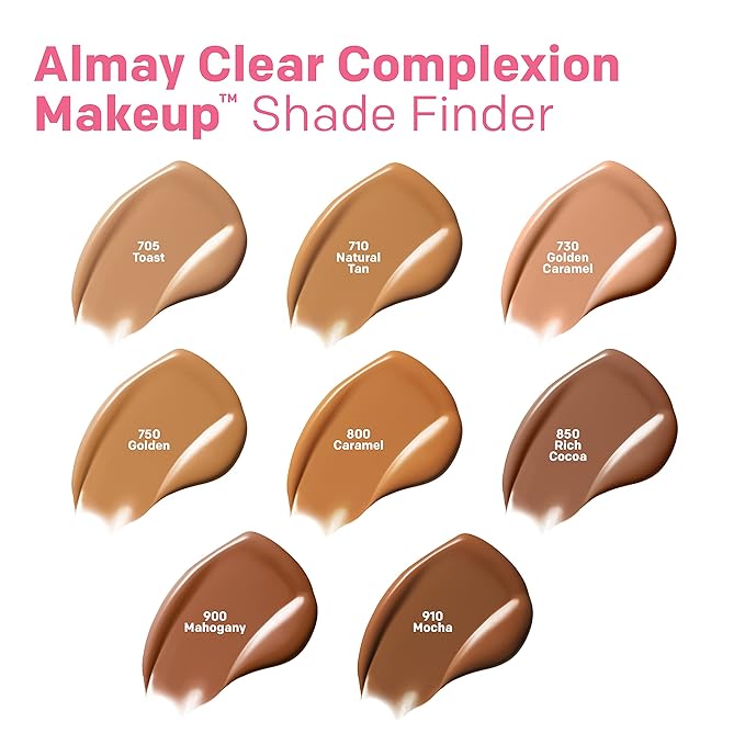 Almay Clear Complexion Acne Foundation Makeup with Salicylic Acid - Lightweight, Medium Coverage, Hypoallergenic, Fragrance-Free, for Sensitive Skin, 750 Golden, 1 fl oz.-VivaGrace Women