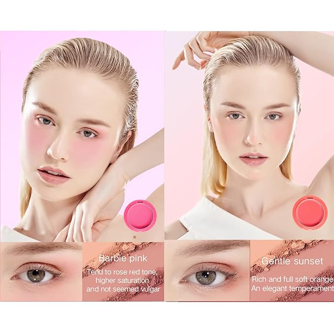 UCANBE 5 Colors Face Blusher Palette Waterproof Matte Long Lasting Lightweight Blush Powder Pink Coral Blushing Pallet with Brush Mirror Women Makeup Gift Set Kit-VivaGrace Women