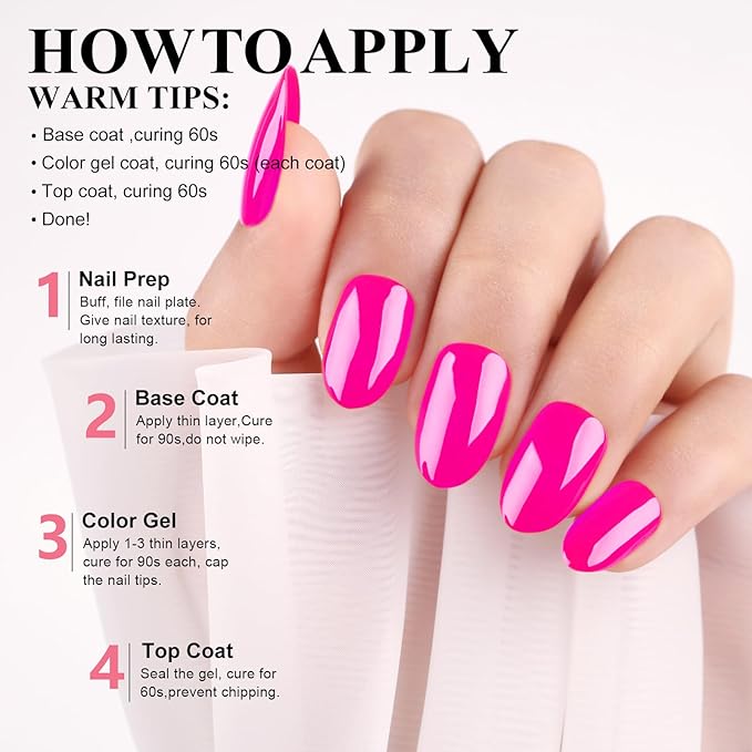 Imtiti Hot Pink Gel Nail Polish, 1 Pcs 15ml Hot Pink Color Gel Polish UV/LED Soak Off Nail Art Manicure Salon DIY Nail at Home Gift for Women,Bright Pink