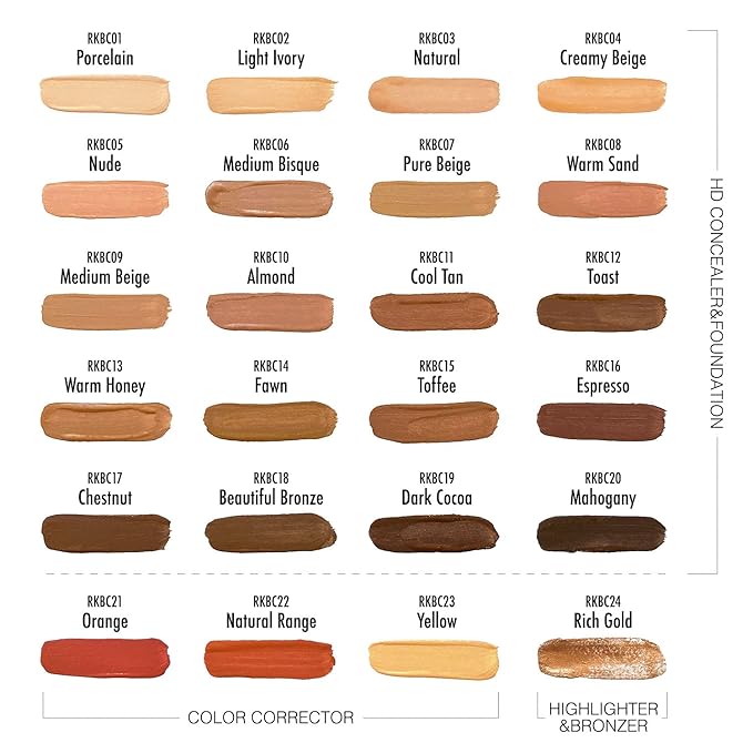 Ruby Kisses HD Concealer & Foundation Flawless Full Cover Brush Face Makeup (Orange Corrector)-VivaGrace Women